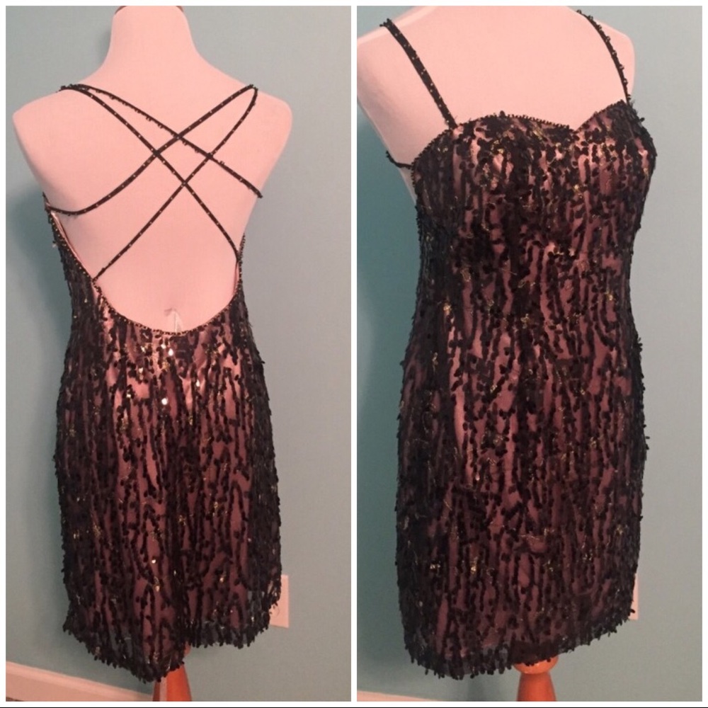 B'Dazzle Lace and Sequin Cocktail Dress